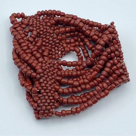 Artisan Glass Multi Strand Stretch Seed Bead Cuff Bracelet Clay Mud Earthy Tone - Picture 3 of 5